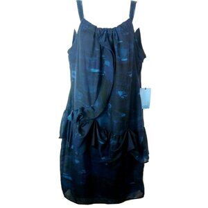 Boho Glam Blue Dress Sz 12 Blue Sleeveless Hip Ruffle Lined Cocktail Party Edgy